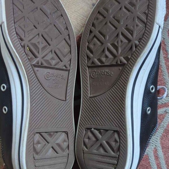 Black *Leather* Converse low tops - W11, M9, EU 42.5 - Picture 3 of 4